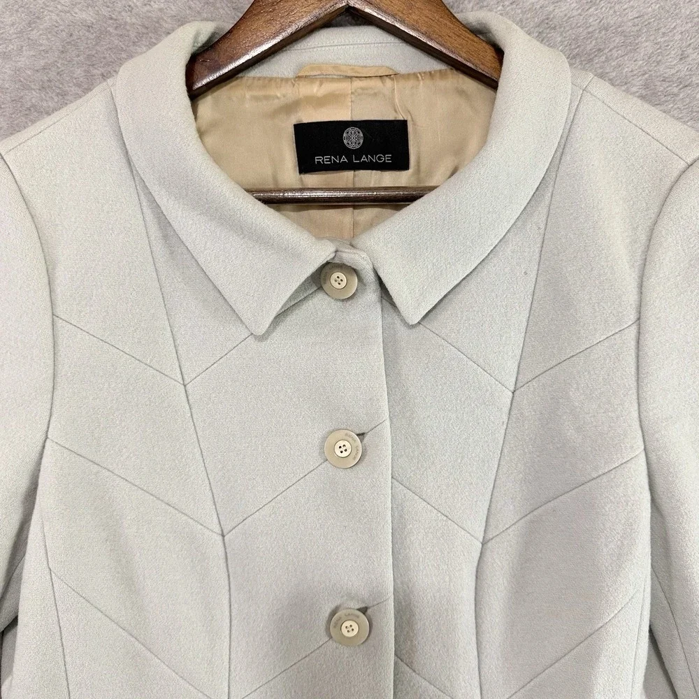 Rena Lange Evening Jacket Womens 12 Dove Gray Wool Lined AS‎ SEEN ON QUEEN SONJA